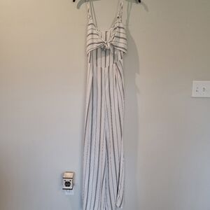 Love Tree White & Black Striped Women's Jumpsuit Romper Wide Leg Size Medium